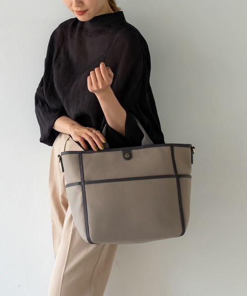 VitaFelice(ヴィータフェリーチェ)の「キャンバス2wayトートバッグ(トートバッグ・レディース・アイボリー/キャメル/グレー系その他/ホワイト系その他・FREE)」の19枚目の写真