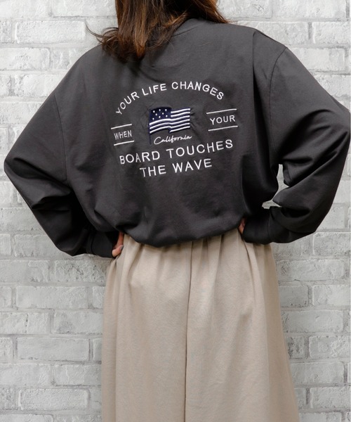 go slow caravan（ゴースローキャラバン）の「UNDERWRAPS / アンダーラップス BIGシルエットロングＴシャツ (M3)（Tシャツ/カットソー・レディース・ホワイト/チャコール/グリーン/ピンク・M/L）」の3枚目の写真