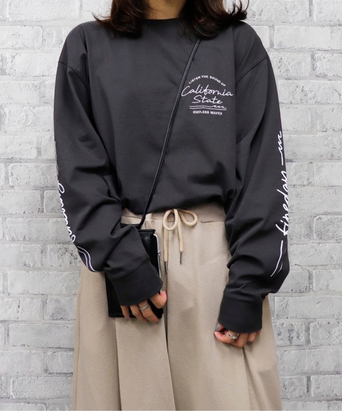 go slow caravan（ゴースローキャラバン）の「UNDERWRAPS / アンダーラップス BIGシルエットロングＴシャツ (M3)（Tシャツ/カットソー・レディース・ホワイト/チャコール/グリーン/ピンク・M/L）」の15枚目の写真