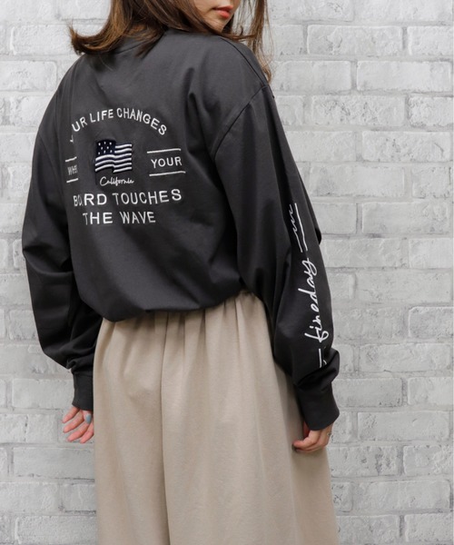 go slow caravan（ゴースローキャラバン）の「UNDERWRAPS / アンダーラップス BIGシルエットロングＴシャツ (M3)（Tシャツ/カットソー・レディース・ホワイト/チャコール/グリーン/ピンク・M/L）」の16枚目の写真