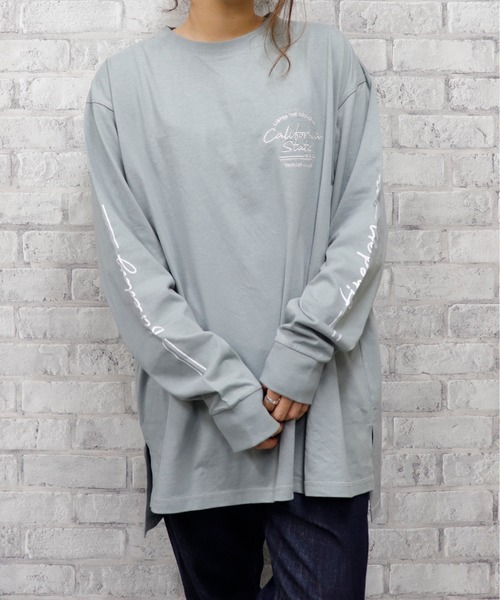 go slow caravan（ゴースローキャラバン）の「UNDERWRAPS / アンダーラップス BIGシルエットロングＴシャツ (M3)（Tシャツ/カットソー・レディース・ホワイト/チャコール/グリーン/ピンク・M/L）」の18枚目の写真