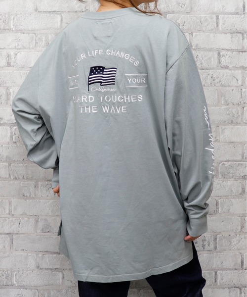 go slow caravan（ゴースローキャラバン）の「UNDERWRAPS / アンダーラップス BIGシルエットロングＴシャツ (M3)（Tシャツ/カットソー・レディース・ホワイト/チャコール/グリーン/ピンク・M/L）」の19枚目の写真