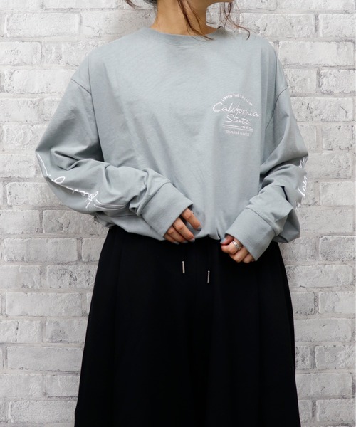 go slow caravan（ゴースローキャラバン）の「UNDERWRAPS / アンダーラップス BIGシルエットロングＴシャツ (M3)（Tシャツ/カットソー・レディース・ホワイト/チャコール/グリーン/ピンク・M/L）」の21枚目の写真