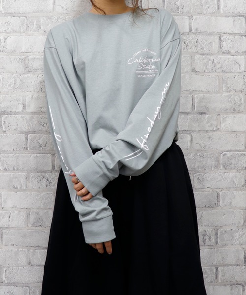 go slow caravan（ゴースローキャラバン）の「UNDERWRAPS / アンダーラップス BIGシルエットロングＴシャツ (M3)（Tシャツ/カットソー・レディース・ホワイト/チャコール/グリーン/ピンク・M/L）」の22枚目の写真