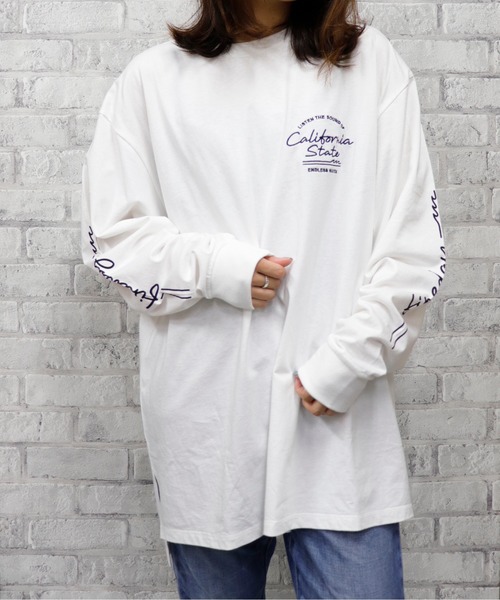 go slow caravan（ゴースローキャラバン）の「UNDERWRAPS / アンダーラップス BIGシルエットロングＴシャツ (M3)（Tシャツ/カットソー・レディース・ホワイト/チャコール/グリーン/ピンク・M/L）」の5枚目の写真