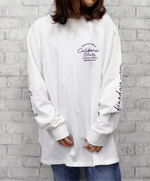 go slow caravan（ゴースローキャラバン）の「UNDERWRAPS / アンダーラップス BIGシルエットロングＴシャツ (M3)（Tシャツ/カットソー・レディース・ホワイト/チャコール/グリーン/ピンク・M/L）」の6枚目の写真