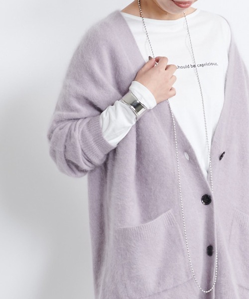 DouDou（ドゥドゥ）の「フェレットカーディガン（カーディガン/ボレロ・レディース・ライトグレー/モカ/バイオレット/グリーン・FREE）」の4枚目の写真