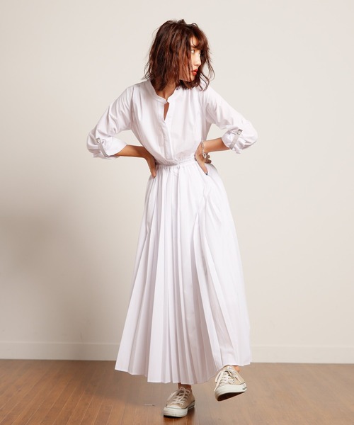 ALLSAINTS ホワイト M バックプリーツワンピース LADYMADE（レディメイド）の「ターンバックプリーツシャツ