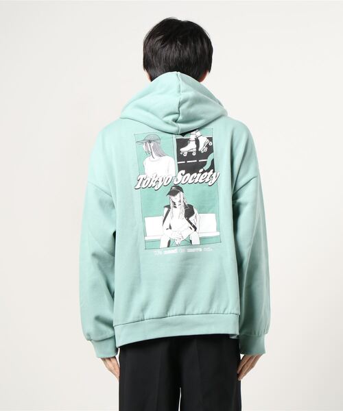 WEGO(ウィゴー)の「WEGO/レトロヒューマンロゴプルパーカー(パーカー・メンズ・サックスブルー/アイボリー/スミクロ/グリーン・MEDIUM/LARGE)」の19枚目の写真