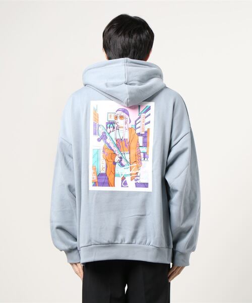 WEGO(ウィゴー)の「WEGO/レトロヒューマンロゴプルパーカー(パーカー・メンズ・サックスブルー/アイボリー/スミクロ/グリーン・MEDIUM/LARGE)」の6枚目の写真