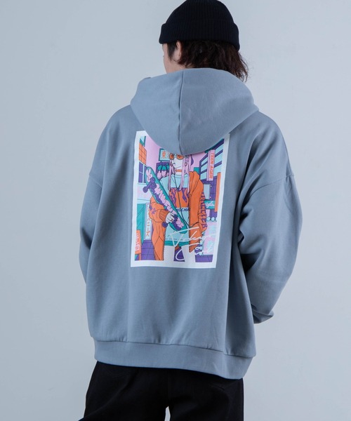 WEGO(ウィゴー)の「WEGO/レトロヒューマンロゴプルパーカー(パーカー・メンズ・サックスブルー/アイボリー/スミクロ/グリーン・MEDIUM/LARGE)」の4枚目の写真