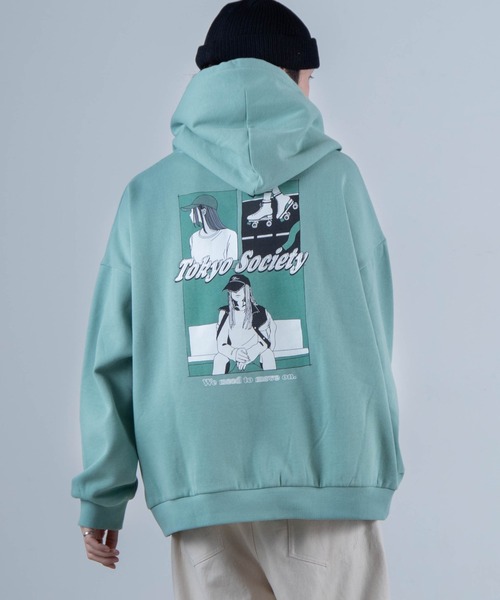 WEGO(ウィゴー)の「WEGO/レトロヒューマンロゴプルパーカー(パーカー・メンズ・サックスブルー/アイボリー/スミクロ/グリーン・MEDIUM/LARGE)」の3枚目の写真