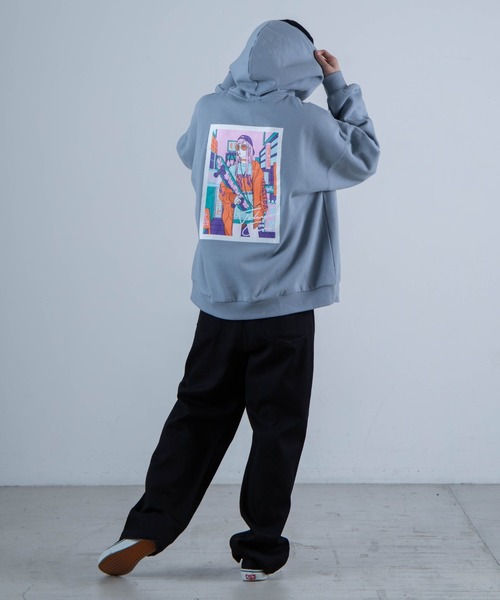 WEGO(ウィゴー)の「WEGO/レトロヒューマンロゴプルパーカー(パーカー・メンズ・サックスブルー/アイボリー/スミクロ/グリーン・MEDIUM/LARGE)」の22枚目の写真