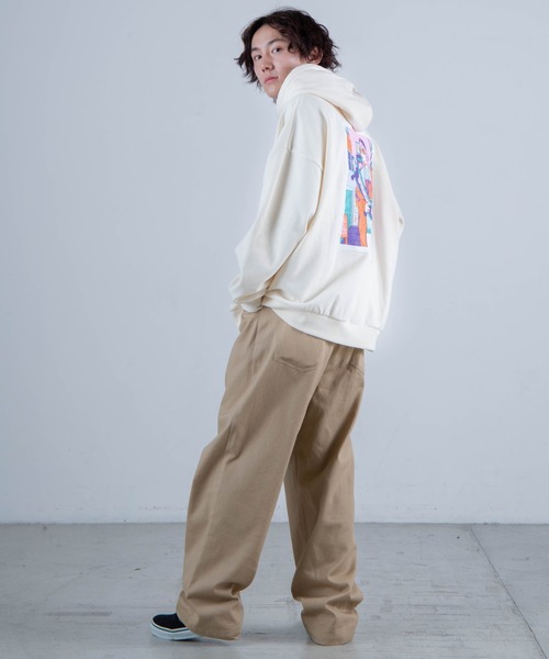 WEGO(ウィゴー)の「WEGO/レトロヒューマンロゴプルパーカー(パーカー・メンズ・サックスブルー/アイボリー/スミクロ/グリーン・MEDIUM/LARGE)」の7枚目の写真