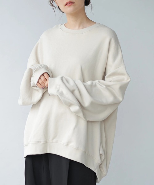 AMERICAN HOLIC（アメリカンホリック）の「ドロップショルダー裏毛プルオーバー ＊●（スウェット・レディース・チャコールグレー/オフホワイト/ミント/ラベンダー/ライトベージュ・MEDIUM/LARGE）」の4枚目の写真