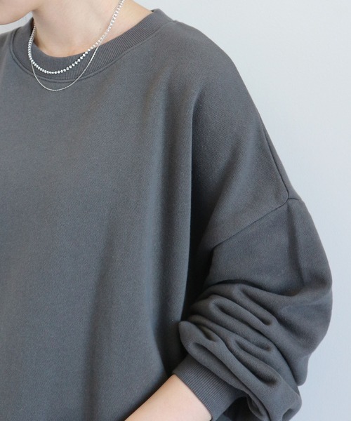 AMERICAN HOLIC（アメリカンホリック）の「ドロップショルダー裏毛プルオーバー ＊●（スウェット・レディース・チャコールグレー/オフホワイト/ミント/ラベンダー/ライトベージュ・MEDIUM/LARGE）」の10枚目の写真