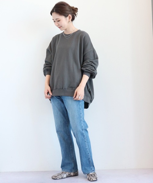 AMERICAN HOLIC（アメリカンホリック）の「ドロップショルダー裏毛プルオーバー ＊●（スウェット・レディース・チャコールグレー/オフホワイト/ミント/ラベンダー/ライトベージュ・MEDIUM/LARGE）」の12枚目の写真