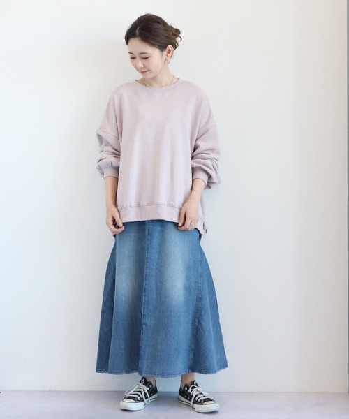 AMERICAN HOLIC（アメリカンホリック）の「ドロップショルダー裏毛プルオーバー ＊●（スウェット・レディース・チャコールグレー/オフホワイト/ミント/ラベンダー/ライトベージュ・MEDIUM/LARGE）」の15枚目の写真