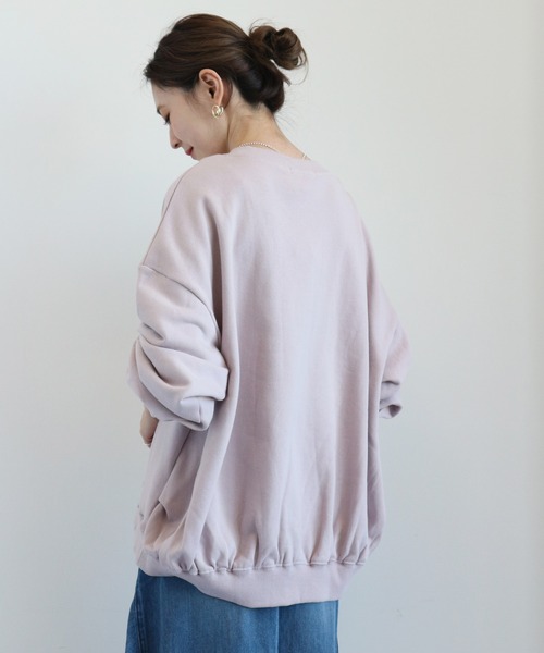 AMERICAN HOLIC（アメリカンホリック）の「ドロップショルダー裏毛プルオーバー ＊●（スウェット・レディース・チャコールグレー/オフホワイト/ミント/ラベンダー/ライトベージュ・MEDIUM/LARGE）」の6枚目の写真