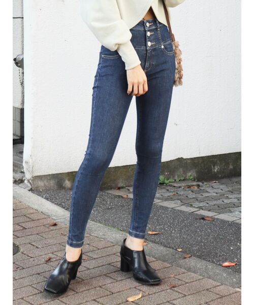 EMODA(エモダ)の「【ELDER】NUDEハイウエストデニム(デニムパンツ・レディース・ブラック/インディゴブルー/ブルー/ライトブルー・SMALL/MEDIUM/X-SMALL/LARGE)」の4枚目の写真