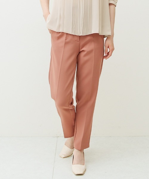 Social GIRL（ソーシャルガール）の「ハイウエストタックテーパードパンツ（スラックス・レディース・ブラック/サックスブルー/ピンク/サンドベージュ/ブルーグリーン・M/L）」の2枚目の写真