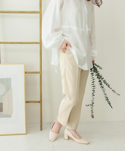 Social GIRL（ソーシャルガール）の「ハイウエストタックテーパードパンツ（スラックス・レディース・ブラック/サックスブルー/ピンク/サンドベージュ/ブルーグリーン・M/L）」の16枚目の写真