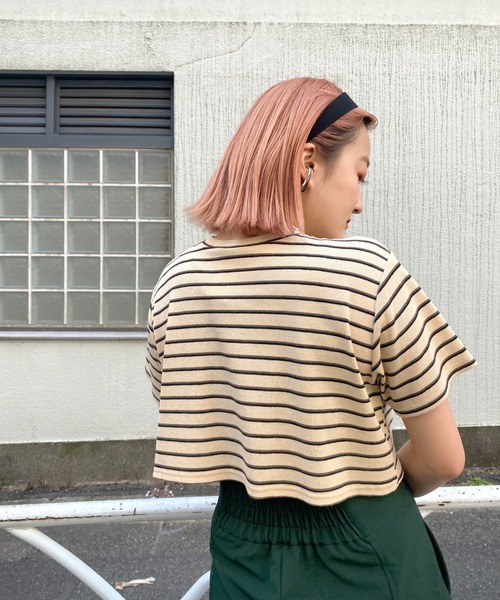 WHO'S WHO gallery（フーズフーギャラリー）の「リブボーダーTEE（Tシャツ/カットソー・レディース・ブラック/オフホワイト/ベージュ/グレー/サックスブルー・FREE）」の13枚目の写真