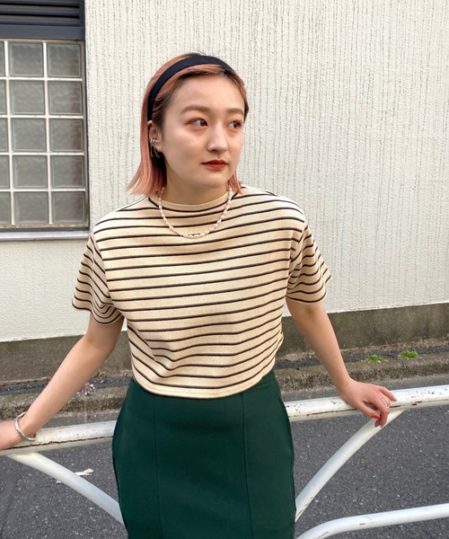 WHO'S WHO gallery（フーズフーギャラリー）の「リブボーダーTEE（Tシャツ/カットソー・レディース・ブラック/オフホワイト/ベージュ/グレー/サックスブルー・FREE）」の11枚目の写真