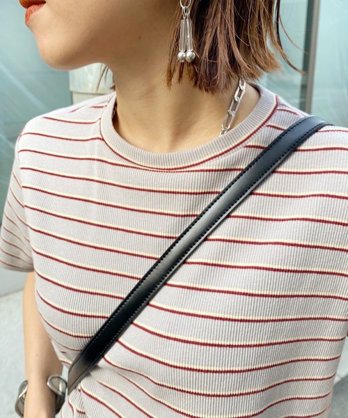 WHO'S WHO gallery（フーズフーギャラリー）の「リブボーダーTEE（Tシャツ/カットソー・レディース・ブラック/オフホワイト/ベージュ/グレー/サックスブルー・FREE）」の17枚目の写真