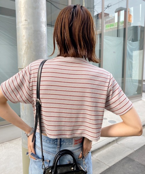 WHO'S WHO gallery（フーズフーギャラリー）の「リブボーダーTEE（Tシャツ/カットソー・レディース・ブラック/オフホワイト/ベージュ/グレー/サックスブルー・FREE）」の18枚目の写真