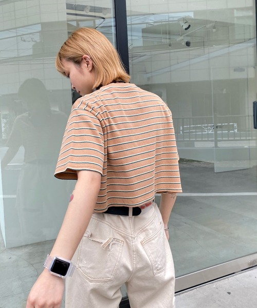 WHO'S WHO gallery（フーズフーギャラリー）の「リブボーダーTEE（Tシャツ/カットソー・レディース・ブラック/オフホワイト/ベージュ/グレー/サックスブルー・FREE）」の22枚目の写真