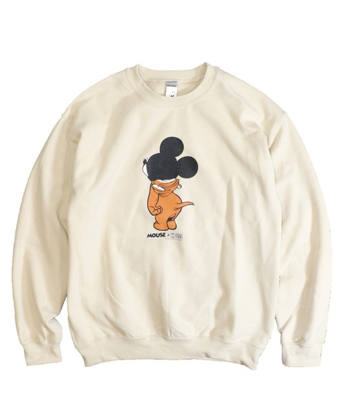 C.E.L.STORE（セルストア）の「The Fake News/ザフェイクニュース MOUSE IN MOUSE CREW SWEAT（スウェット・メンズ・ホワイト/サックスブルー/ネイビー/サンドベージュ/グレー/ブラック・SMALL/MEDIUM/LARGE/X-LARGE）」の4枚目の写真