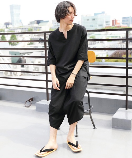 ８(eight)（エイト）の「綿麻オーバーシャツ（Tシャツ/カットソー・メンズ・サンドベージュ/ブラウン系その他/ブルー系その他/ブラック・MEDIUM/LARGE）」の9枚目の写真