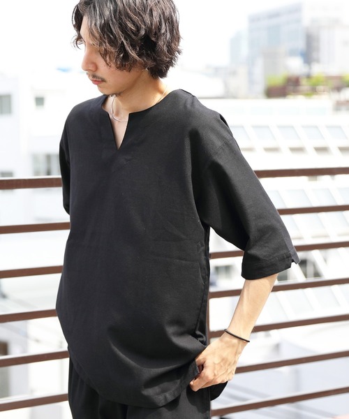 ８(eight)（エイト）の「綿麻オーバーシャツ（Tシャツ/カットソー・メンズ・サンドベージュ/ブラウン系その他/ブルー系その他/ブラック・MEDIUM/LARGE）」の8枚目の写真