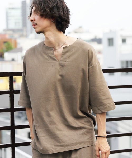 ８(eight)（エイト）の「綿麻オーバーシャツ（Tシャツ/カットソー・メンズ・サンドベージュ/ブラウン系その他/ブルー系その他/ブラック・MEDIUM/LARGE）」の19枚目の写真