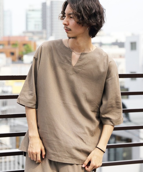 ８(eight)（エイト）の「綿麻オーバーシャツ（Tシャツ/カットソー・メンズ・サンドベージュ/ブラウン系その他/ブルー系その他/ブラック・MEDIUM/LARGE）」の20枚目の写真