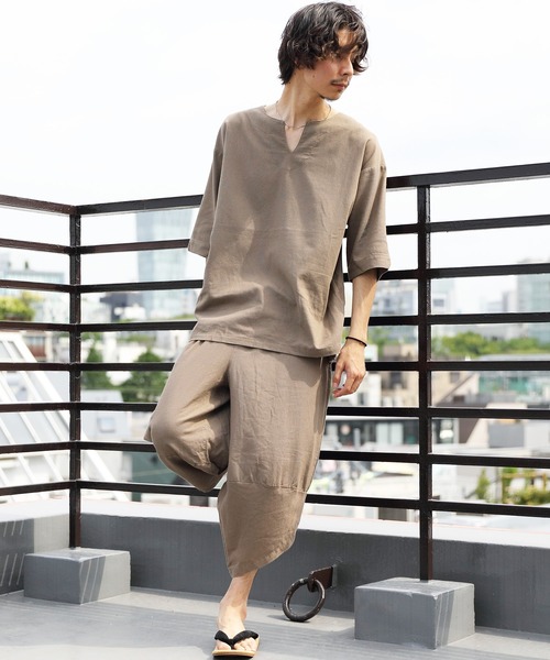 ８(eight)（エイト）の「綿麻オーバーシャツ（Tシャツ/カットソー・メンズ・サンドベージュ/ブラウン系その他/ブルー系その他/ブラック・MEDIUM/LARGE）」の21枚目の写真