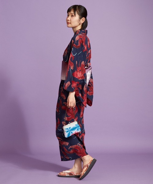 カヤ（カヤ）の「【カヤ】手捺染 対丈浴衣 金魚（浴衣・レディース・ネイビー・FREE）」の2枚目の写真