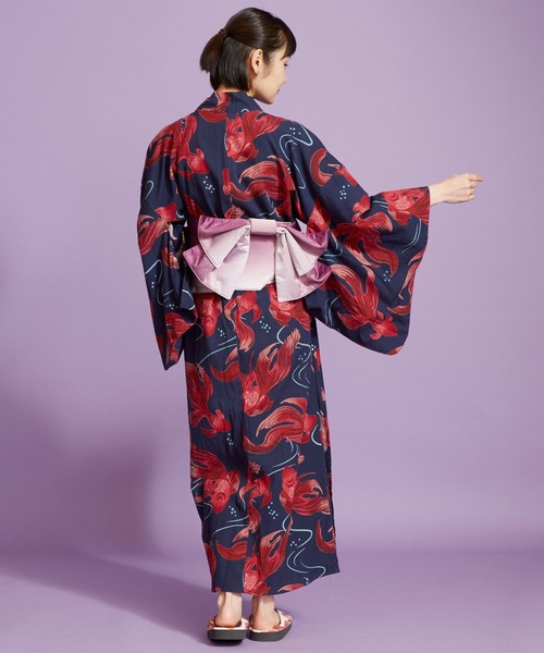 カヤ（カヤ）の「【カヤ】手捺染 対丈浴衣 金魚（浴衣・レディース・ネイビー・FREE）」の6枚目の写真