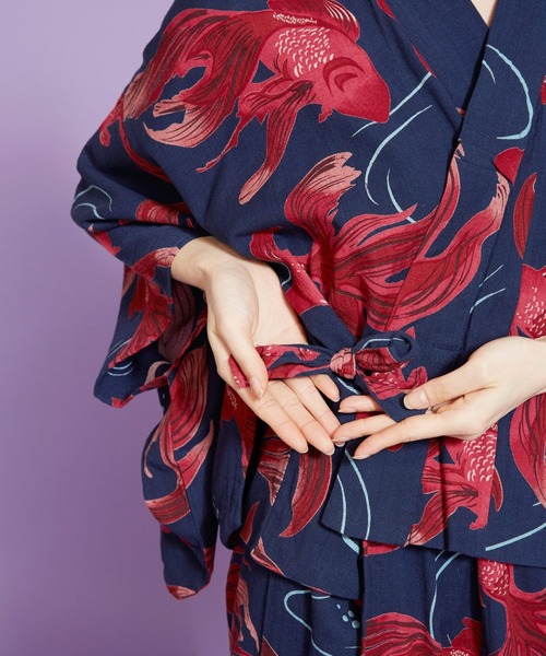 カヤ（カヤ）の「【カヤ】手捺染 対丈浴衣 金魚（浴衣・レディース・ネイビー・FREE）」の12枚目の写真