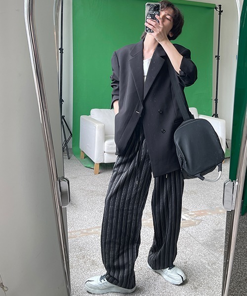 MASONPRINCE(メイソンプリンス)の「【MASONPRINCE】Black stripes straight barrel slacks XXK4022(スラックス・メンズ・ブラック・XL/S/L/M)」の5枚目の写真