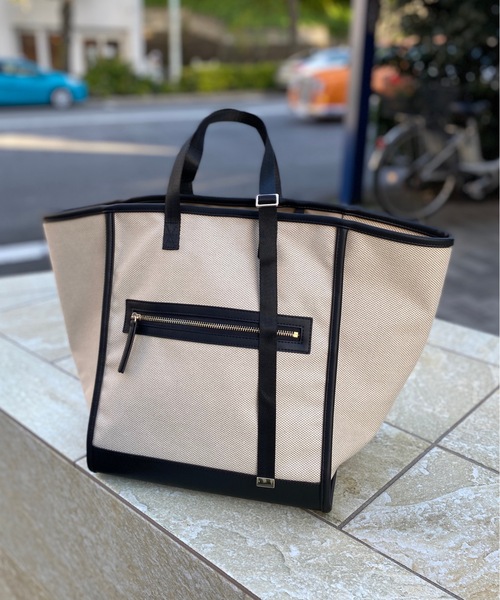 ○バイカラー大容量＆軽量 キャンバストートバッグ Lサイズ お仕事