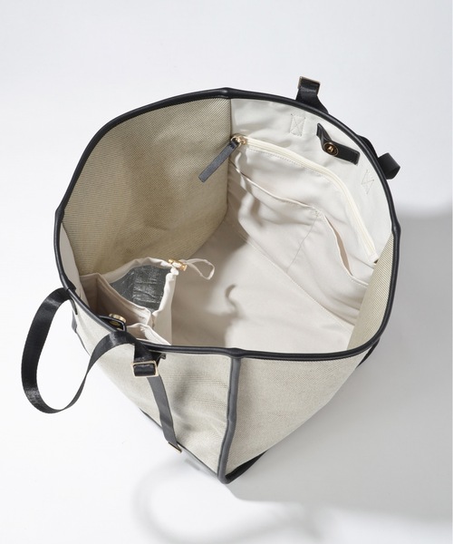 ○バイカラー大容量＆軽量キャンバストートバッグ Lサイズ