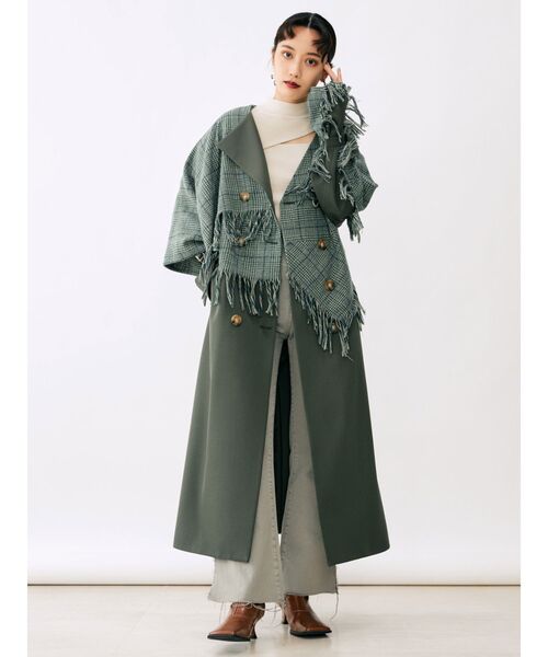 MURUA（ムルーア）の「フリンジケープコート（トレンチコート・レディース・ブラック/ブラウン/カーキ・FREE）」の11枚目の写真