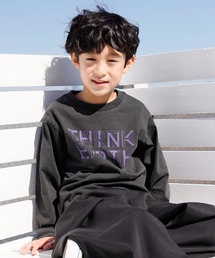 ARCH & LINE | 長袖 プリントTシャツ CANVAS EARTH L/S TEE ジャストルーズ製品染め ［100-145cm］(Tシャツ/カットソー)