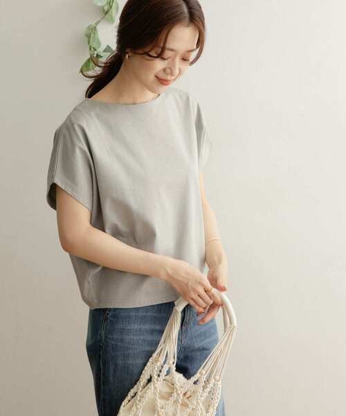 URBAN RESEARCH DOORS（アーバンリサーチドアーズ）の「ドライコットンボートネックプルオーバー（Tシャツ/カットソー・レディース・ブラック/オフホワイト/ミント・ONE）」の6枚目の写真