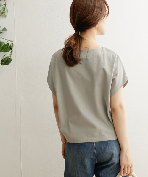 URBAN RESEARCH DOORS（アーバンリサーチドアーズ）の「ドライコットンボートネックプルオーバー（Tシャツ/カットソー・レディース・ブラック/オフホワイト/ミント・ONE）」の7枚目の写真