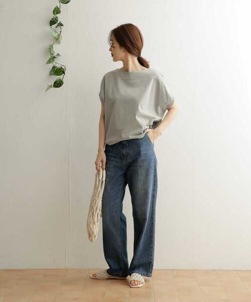 URBAN RESEARCH DOORS（アーバンリサーチドアーズ）の「ドライコットンボートネックプルオーバー（Tシャツ/カットソー・レディース・ブラック/オフホワイト/ミント・ONE）」の13枚目の写真