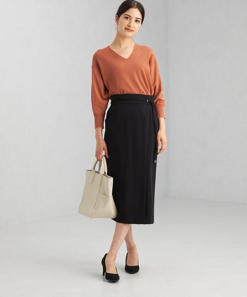 green label relaxing（グリーンレーベルリラクシング）の「カタアゼ × テンジク Vネック プルオーバー ニット -ウォッシャブル-（ニット/セーター・レディース・ネイビー/オフホワイト/オレンジ/パープル・FREE）」の13枚目の写真