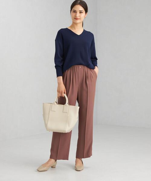 green label relaxing（グリーンレーベルリラクシング）の「カタアゼ × テンジク Vネック プルオーバー ニット -ウォッシャブル-（ニット/セーター・レディース・ネイビー/オフホワイト/オレンジ/パープル・FREE）」の14枚目の写真